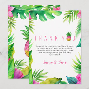 Carte De Remerciements Pineapple Jungle Pacificateurs Baby shower fille r