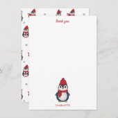 Carte De Remerciements Pingouins mignons Oiseaux d'hiver Noël arctique (Devant / Derrière)