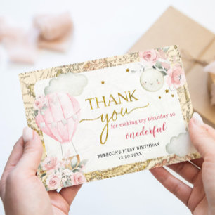 Carte De Remerciements Pink Air Balloon n'est-elle pas un anniversaire en