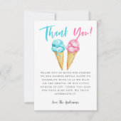 Carte De Remerciements Pink and Blue Ice Cream Svela Party (Devant)