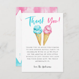 Carte De Remerciements Pink and Blue Ice Cream Svela Party