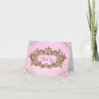 Carte De Remerciements Pink and Gold Princess Thank You