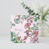 Carte De Remerciements Pink and green flowers (Debout devant)