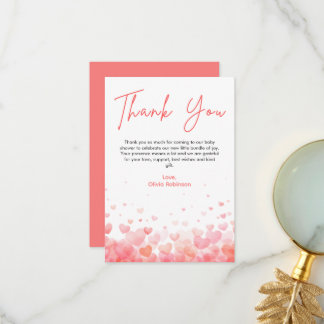 Carte De Remerciements Pink and Red A Little Sweetheart Baby Shower 