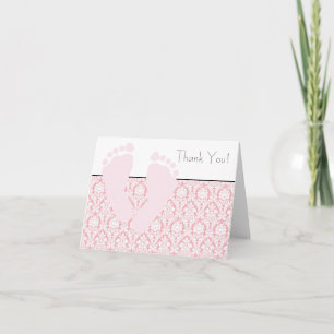 Carte De Remerciements Pink Baby Feet Baby Shower Thank You Cards