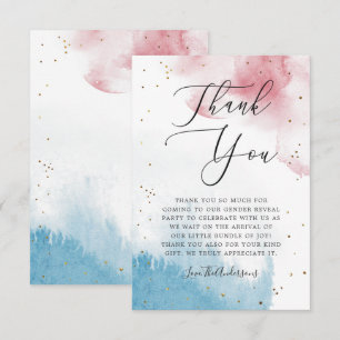 Carte De Remerciements Pink Blue Aquarelle Laver Genre RevezParty