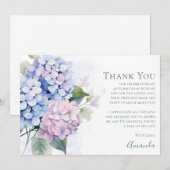 Carte De Remerciements Pink Blue Hydrangeas 40th Birthday (Devant / Derrière)