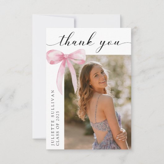 Carte De Remerciements Pink Bow (Devant)