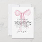 Carte De Remerciements Pink Bow (Dos)