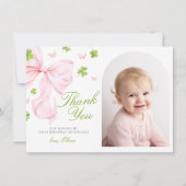 Carte De Remerciements Pink Bow Lucky One Birthday Flat Thank You Card (Devant)