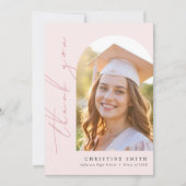 Carte De Remerciements Pink Bow photo Graduation (Devant)