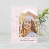 Carte De Remerciements Pink Bow photo Graduation (Debout devant)