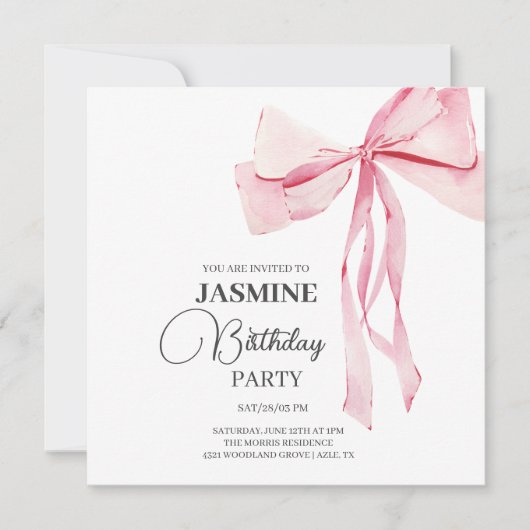 Carte De Remerciements Pink Bows tendance Fille Anniversaire (Devant)