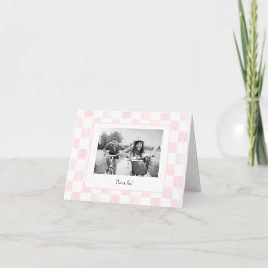 Carte De Remerciements Pink Checkerboard Personalized Photo (Devant)