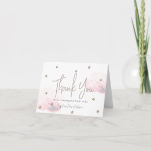 Carte De Remerciements Pink Cloud 9 Gold Star Baby Shower de mariage