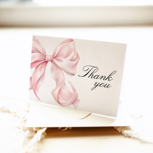 Carte De Remerciements Pink Coquette Bow Shower Thank You Card