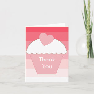 Carte De Remerciements Pink Cupcake Ombre Stripes