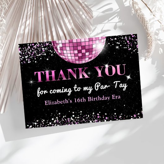 Carte De Remerciements Pink Disco Ball Eras Anniversaire