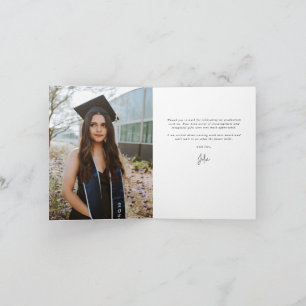 Carte De Remerciements Pink doux Elegant Script Graduation Photo+Message