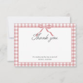Carte De Remerciements Pink En vichy Plaid 1er anniversaire (Devant)