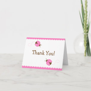 Carte De Remerciements Pink et Brown Ladybug Thank you Note Card