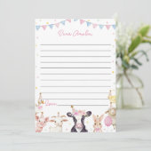 Carte De Remerciements Pink Farmyard Time Capsule Note Message Card (Debout devant)
