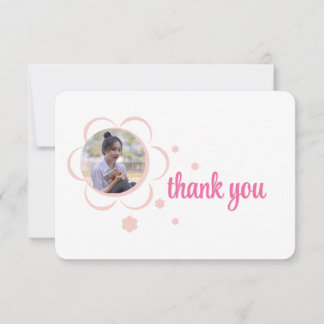 Carte De Remerciements Pink Floral Frame Photo Graduation
