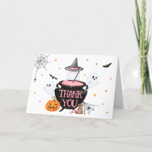 Carte De Remerciements Pink Ghost Halloween Baby est en train de brasser 