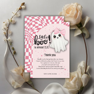 Carte De Remerciements Pink Ghost Little Boo est presque dû Baby shower