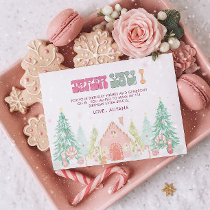 Carte De Remerciements Pink GingerPread Winter Onederland 1er anniversair