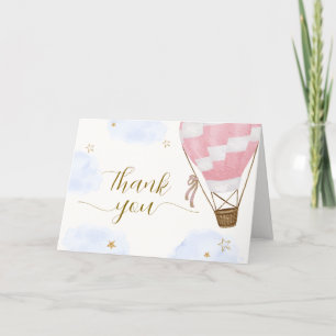 Carte De Remerciements Pink Gold Adventure Hot Air Balloon Baby shower