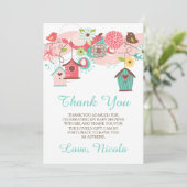 Carte De Remerciements Pink & Green Floral Baby Shower Thank You Card (Debout devant)