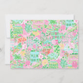 Carte De Remerciements Pink & Green Palm Beach Golf Cart Personalized (Dos)