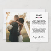 Carte De Remerciements Pink Heart Greenery Mariage de message imprimé (Devant)