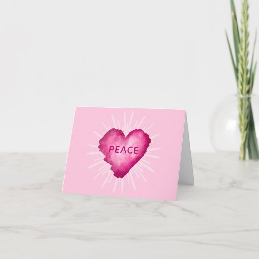 Carte De Remerciements Pink Heart with PEACE (Devant)