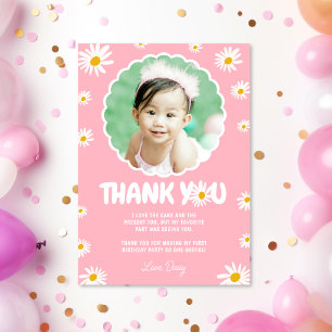 Carte De Remerciements Pink Little Miss ONEderful Daisy 1er Anniversaire