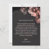 Carte De Remerciements Pink Metallic Black Floral Wedding Thank You (Dos)