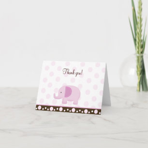 Carte De Remerciements Pink Mod Elephant Folded Thank you notes