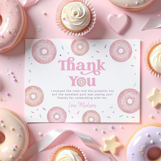 Carte De Remerciements Pink Pastel Donut Sprinkday