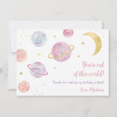 Carte De Remerciements Pink Pastel Two Moon Space Anniversaire (Devant)
