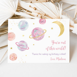 Carte De Remerciements Pink Pastel Two Moon Space Anniversaire