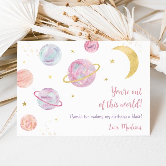 Carte De Remerciements Pink Pastel Two Moon Space Anniversaire