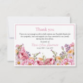 Carte De Remerciements Pink peonies floral frame funeral (Devant)