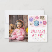 Carte De Remerciements Pink Planets Space Birthday Party (Devant)