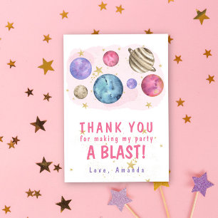 Carte De Remerciements Pink Planets Space Fête d'anniversaire