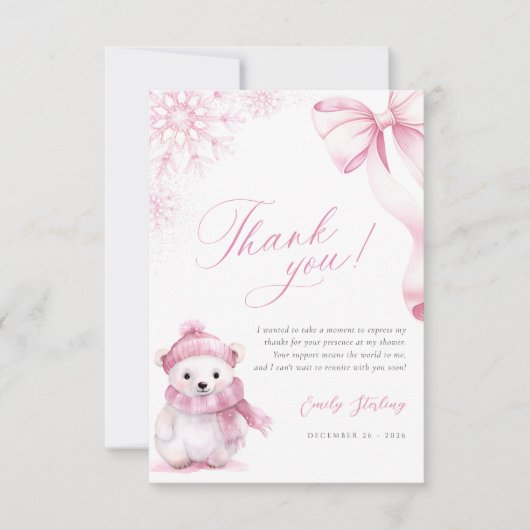 Carte De Remerciements Pink Polar Bear Thank You Card (Devant)