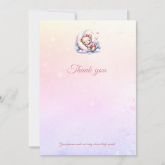 Carte De Remerciements Pink&Purple Sleepy Bear sur le Baby shower de la L