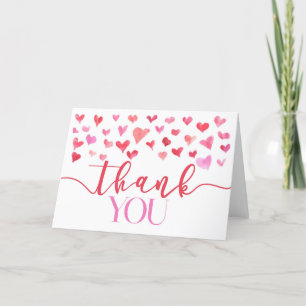 Carte De Remerciements Pink Red Hearts Valentine Party Foldable
