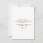 Carte De Remerciements Pink Ribbon Bow Whimsical Bridal Shower (Dos)