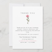 Carte De Remerciements Pink Rose Bereavement Funeral Thank You (Devant)